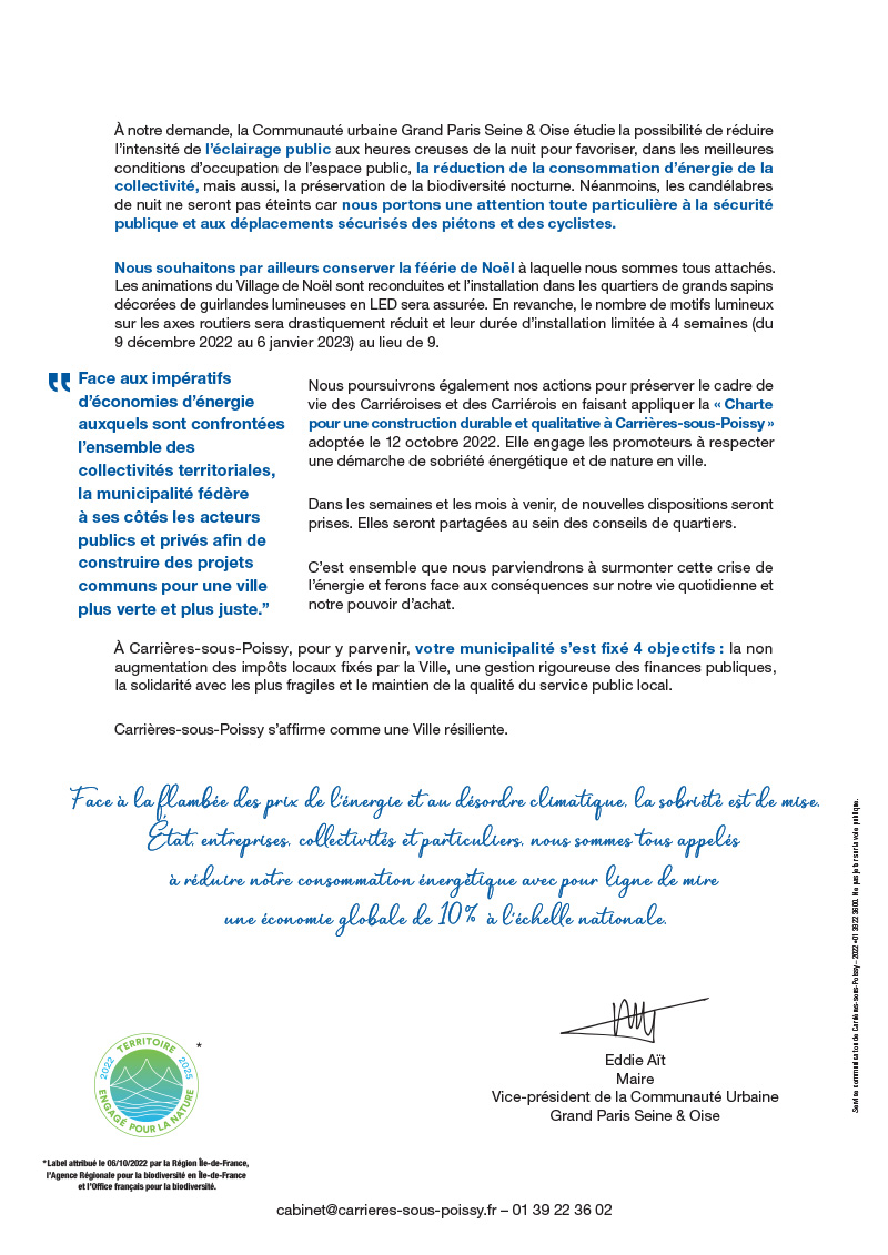SOBRIETE ENERGETIQUE 2022 2