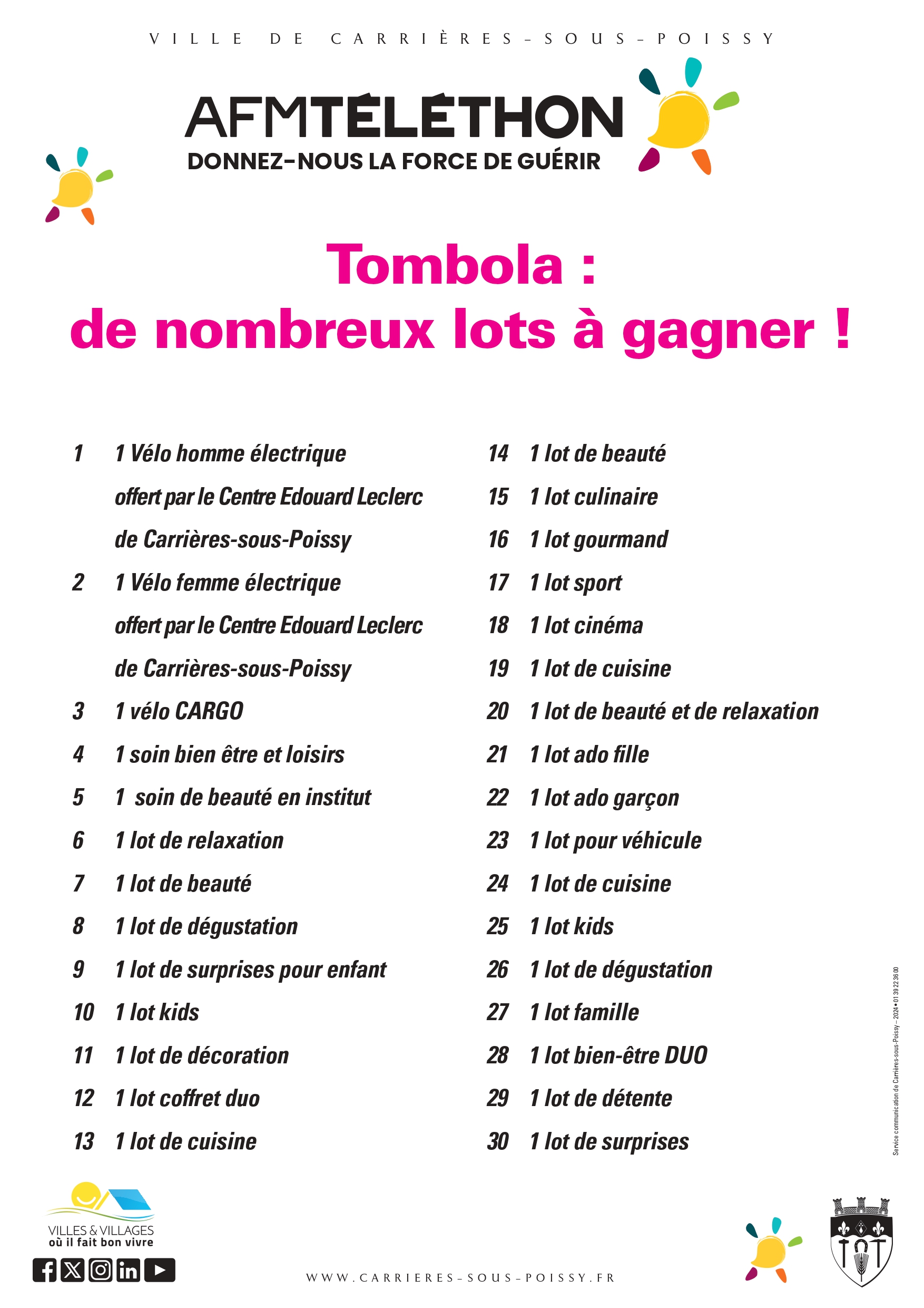 A3 TELETHON TOMBOLA LOTS 2025