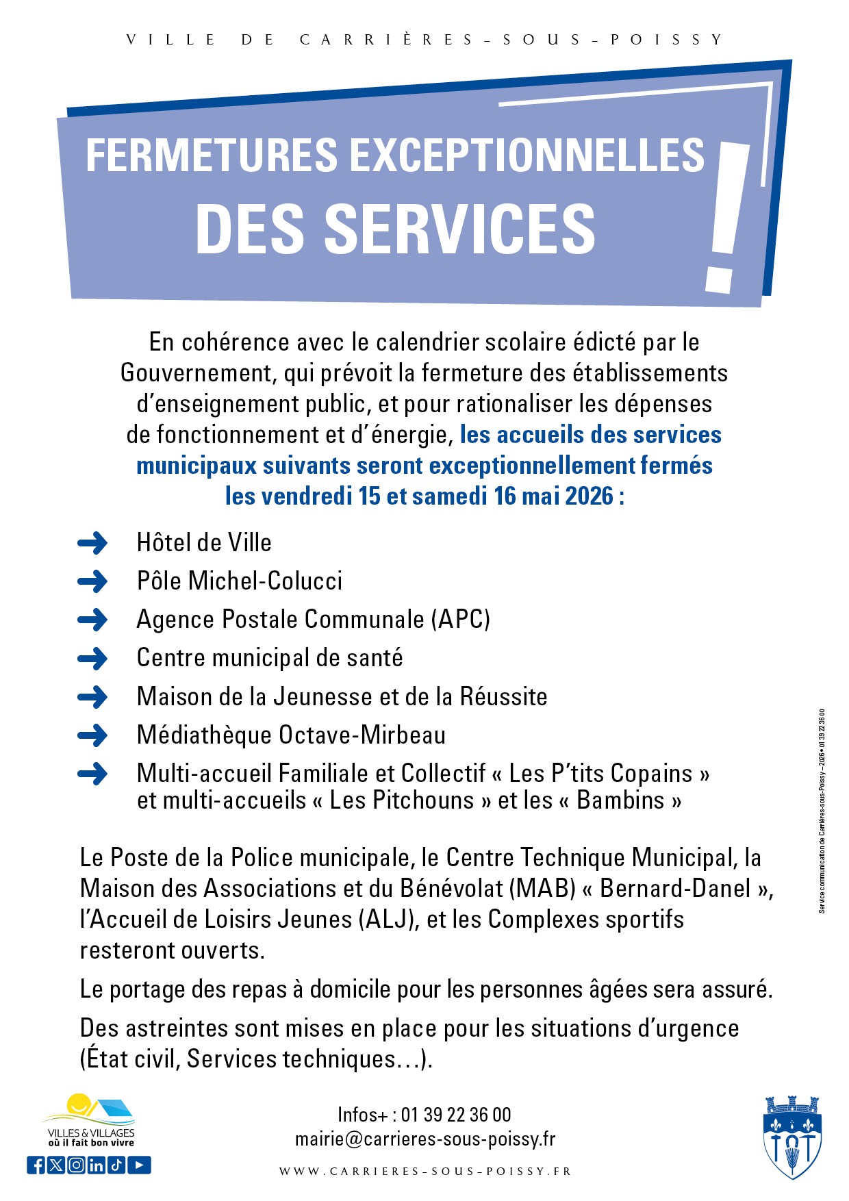 A4 SERVICES FERMES MAI 2026