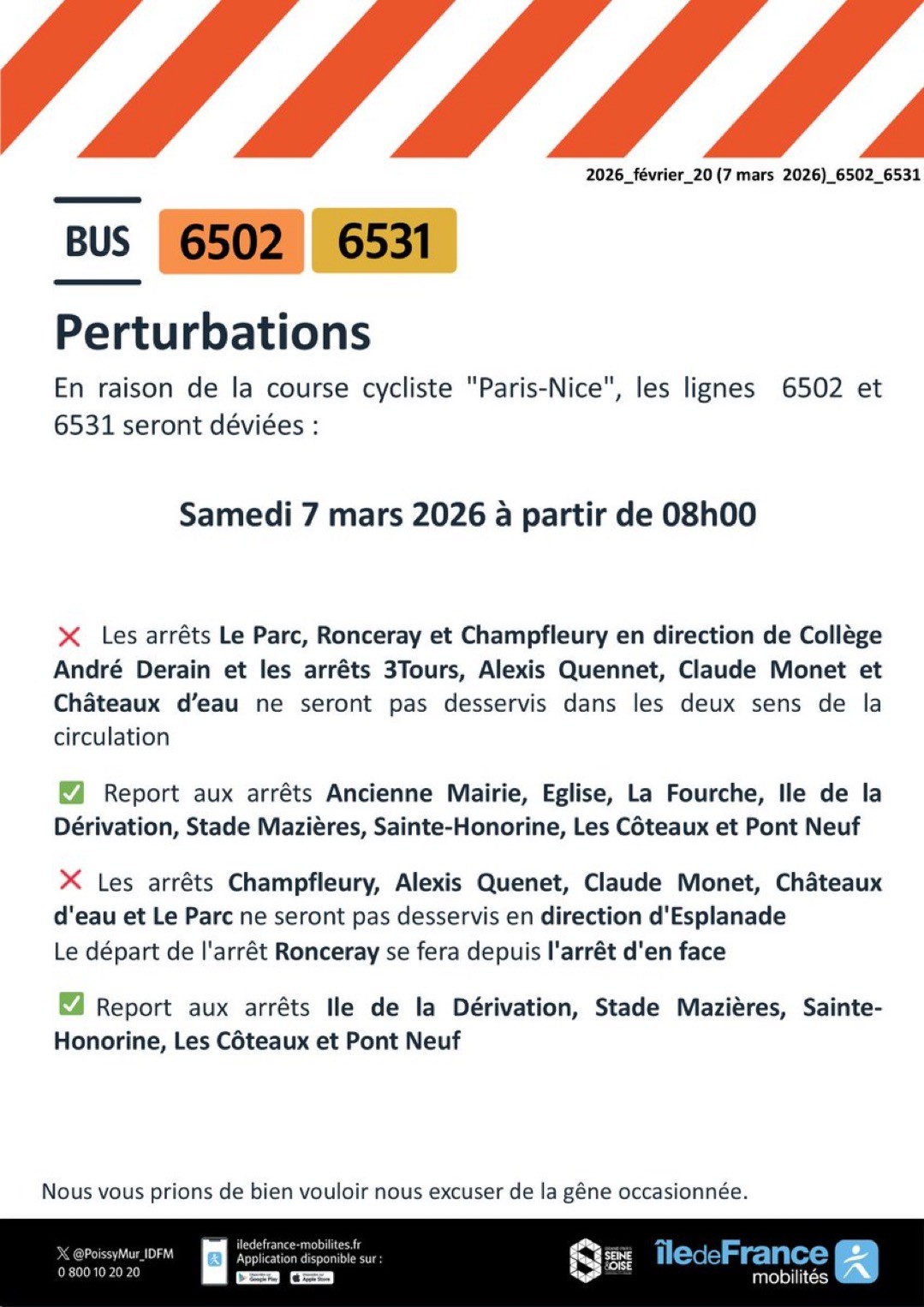 Perturbations bus 6503