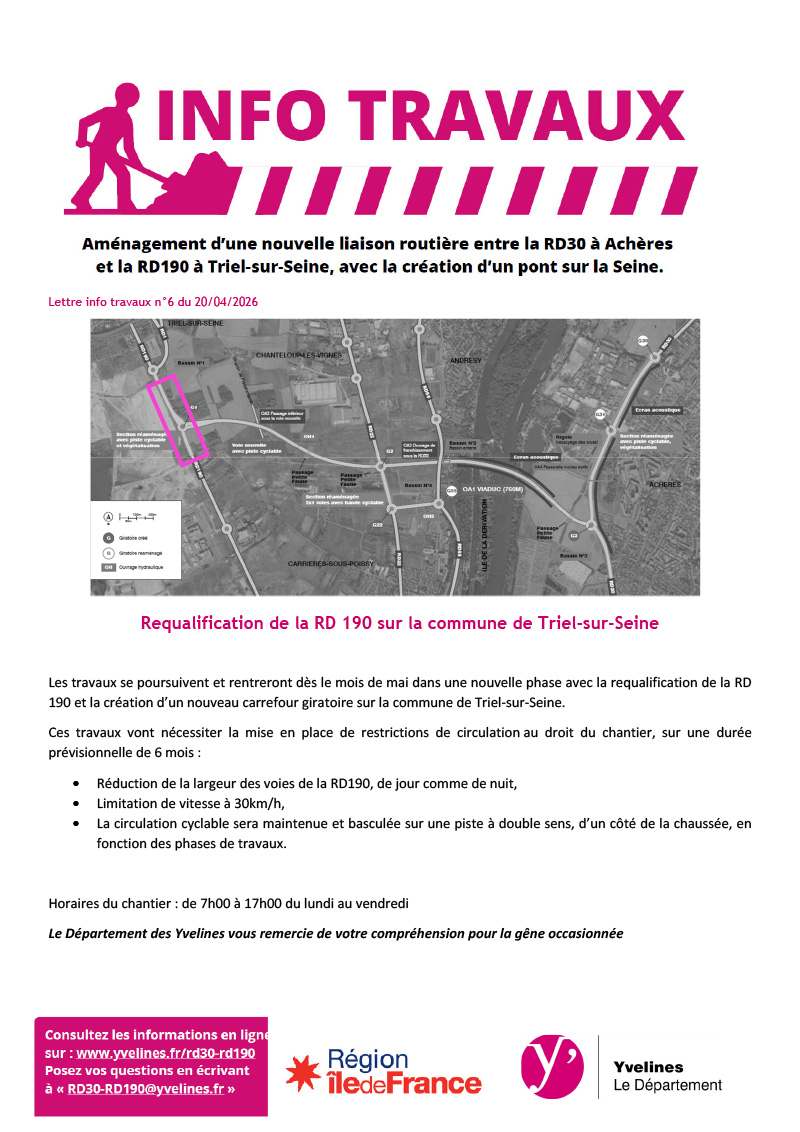 Travaux RD 190 Triel