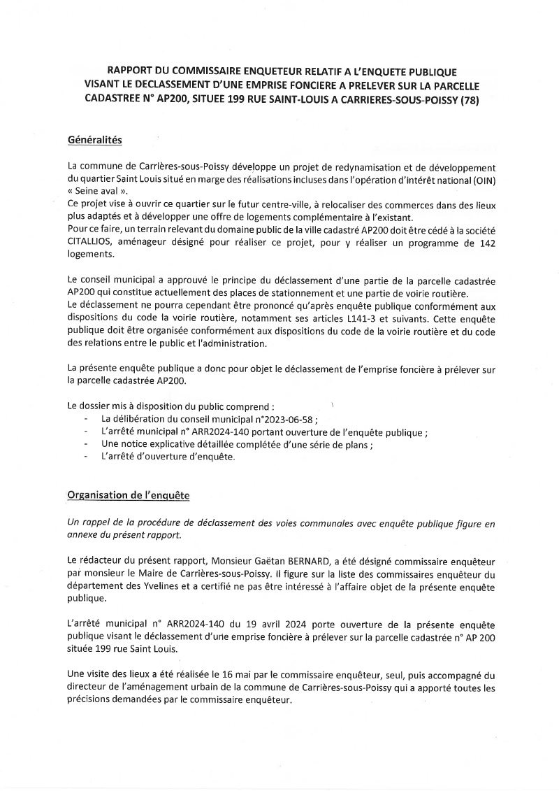 Rapport Commissaire Enquêteur