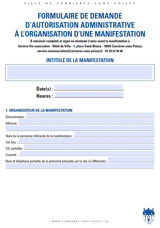 FORMULAIRE DEMANDE MANIFESTATION